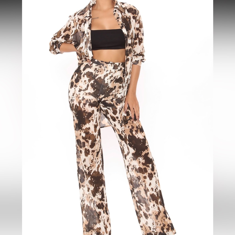 XS who’s that lady pant set - brown combo